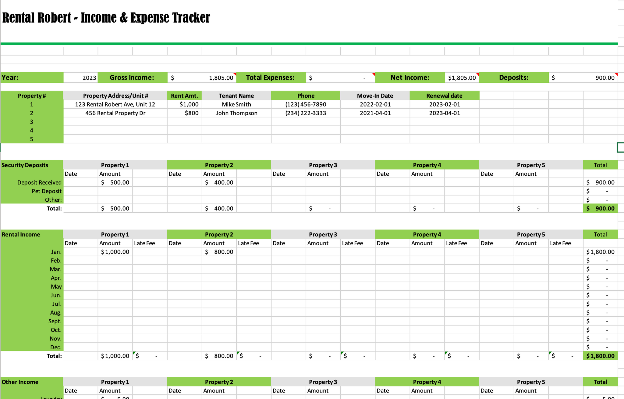 Rental Income and Expense Tracker